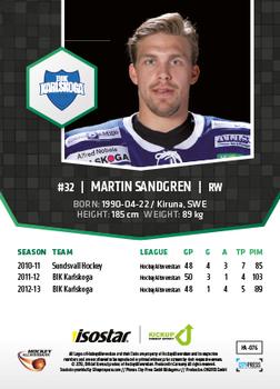 2013-14 HockeyAllsvenskan #HA-076 Martin Sandgren Back