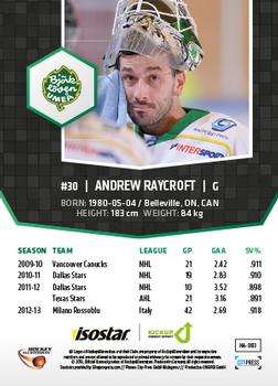 2013-14 HockeyAllsvenskan #HA-083 Andrew Raycroft Back