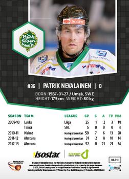 2013-14 HockeyAllsvenskan #HA-091 Patrik Nevalainen Back
