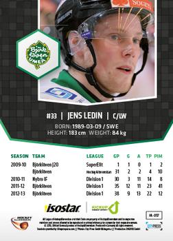 2013-14 HockeyAllsvenskan #HA-097 Jens Ledin Back