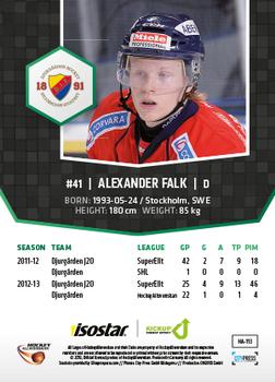 2013-14 HockeyAllsvenskan #HA-113 Alexander Falk Back
