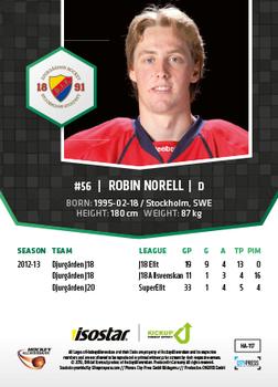 2013-14 HockeyAllsvenskan #HA-117 Robin Norell Back