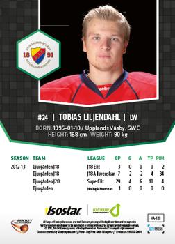 2013-14 HockeyAllsvenskan #HA-128 Tobias Liljendahl Back