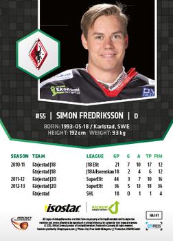 2013-14 HockeyAllsvenskan #HA-141 Simon Fredriksson Back