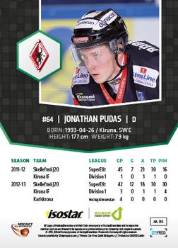 2013-14 HockeyAllsvenskan #HA-145 Jonathan Pudas Back