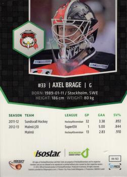2013-14 HockeyAllsvenskan #HA-163 Axel Brage Back