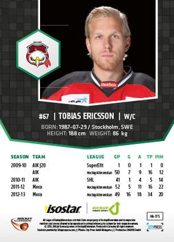 2013-14 HockeyAllsvenskan #HA-175 Tobias Ericsson Back