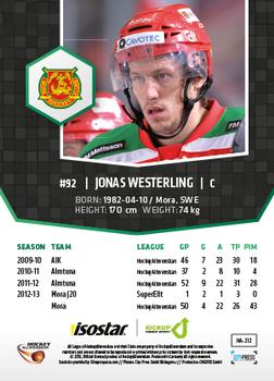 2013-14 HockeyAllsvenskan #HA-212 Jonas Westerling Back