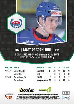 2013-14 HockeyAllsvenskan #HA-230 Mattias Granlund Back