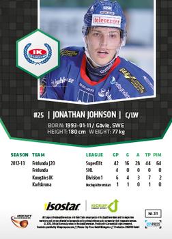 2013-14 HockeyAllsvenskan #HA-231 Jonathan Johnson Back