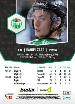 2013-14 HockeyAllsvenskan #HA-270 Daniel Zaar Back