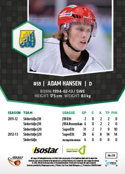 2013-14 HockeyAllsvenskan #HA-278 Adam Hansen Back