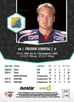 2013-14 HockeyAllsvenskan #HA-283 Fredrik Sonntag Back