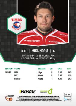 2013-14 HockeyAllsvenskan #HA-301 Mika Norja Back