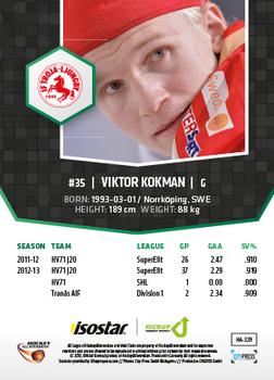 2013-14 HockeyAllsvenskan #HA-329 Viktor Kokman Back
