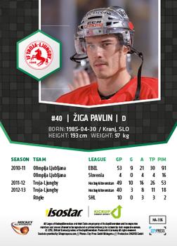 2013-14 HockeyAllsvenskan #HA-336 Ziga Pavlin Back