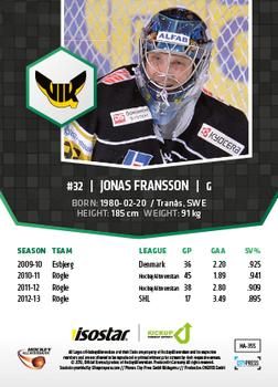 2013-14 HockeyAllsvenskan #HA-355 Jonas Fransson Back