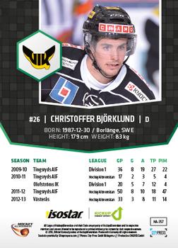 2013-14 HockeyAllsvenskan #HA-357 Christoffer Bjorklund Back