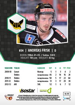 2013-14 HockeyAllsvenskan #HA-359 Andreas Frisk Back