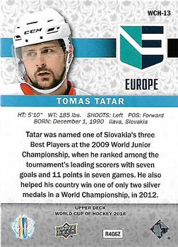 2016 Upper Deck World Cup of Hockey #WCH-13 Tomas Tatar Back