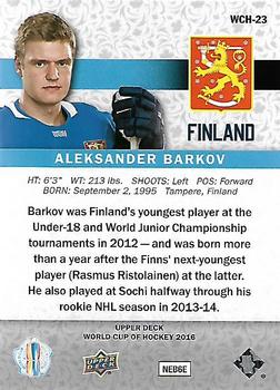 2016 Upper Deck World Cup of Hockey #WCH-23 Aleksander Barkov Back