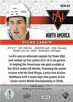 2016 Upper Deck World Cup of Hockey #WCH-29 Dylan Larkin Back