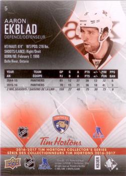 2016-17 Upper Deck Tim Hortons #5 Aaron Ekblad Back