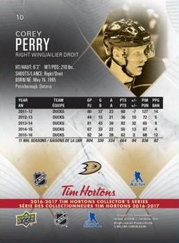 2016-17 Upper Deck Tim Hortons #10 Corey Perry Back