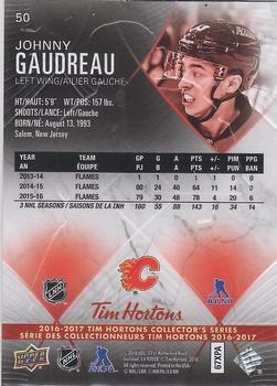 2016-17 Upper Deck Tim Hortons #50 Johnny Gaudreau Back