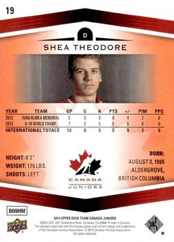 2014 Upper Deck Team Canada Juniors - Exclusives #19 Shea Theodore Back