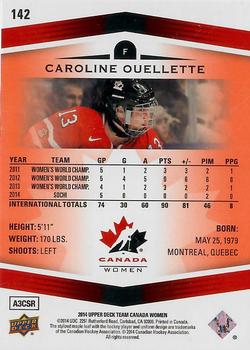 2014 Upper Deck Team Canada Juniors - Exclusives #142 Caroline Ouellette Back