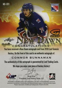 2016 Leaf Genesis - New Dawn Autographs #ND-CB1 Connor Bunnaman Back