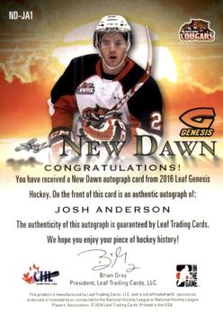 2016 Leaf Genesis - New Dawn Autographs Gold #ND-JA1 Josh Anderson Back