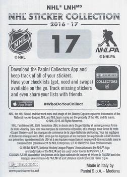 2016-17 Panini NHL Sticker Collection #17 Torey Krug Back