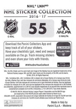 2016-17 Panini NHL Sticker Collection #55 Sergei Bobrovsky Back