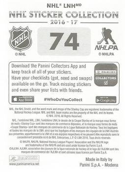 2016-17 Panini NHL Sticker Collection #74 Niklas Kronwall Back