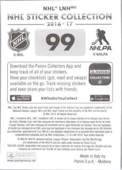 2016-17 Panini NHL Sticker Collection #99 Carey Price Back