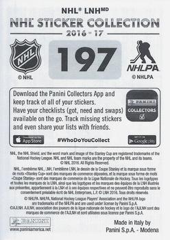 2016-17 Panini NHL Sticker Collection #197 Ben Bishop Back