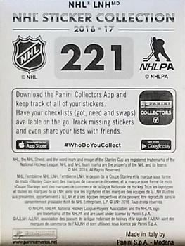 2016-17 Panini NHL Sticker Collection #221 Evgeny Kuznetsov Back