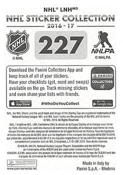 2016-17 Panini NHL Sticker Collection #227 John Carlson Back