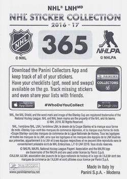 2016-17 Panini NHL Sticker Collection #365 Ryan Johansen Back