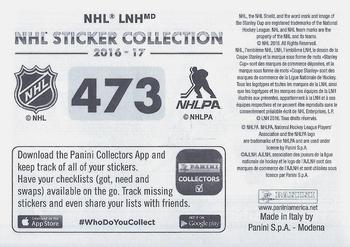 2016-17 Panini NHL Sticker Collection #473 Anaheim Ducks vs. Nashville Predators Back