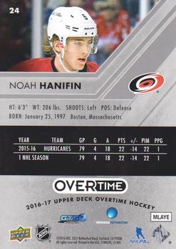 2016-17 Upper Deck Overtime #24 Noah Hanifin Back