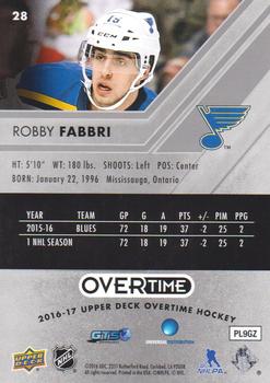 2016-17 Upper Deck Overtime #28 Robby Fabbri Back