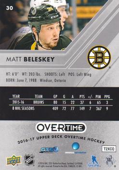 2016-17 Upper Deck Overtime #30 Matt Beleskey Back