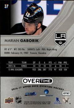 2016-17 Upper Deck Overtime #37 Marian Gaborik Back