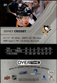 2016-17 Upper Deck Overtime #39 Sidney Crosby Back