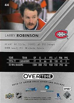 2016-17 Upper Deck Overtime #44 Larry Robinson Back
