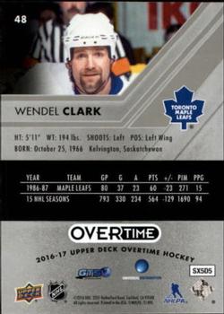 2016-17 Upper Deck Overtime #48 Wendel Clark Back