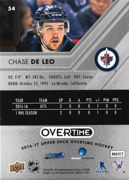 2016-17 Upper Deck Overtime #54 Chase De Leo Back